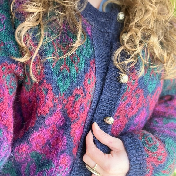 Vintage Soft Mohair Wool Knit Cardigan - Picture 3 of 7